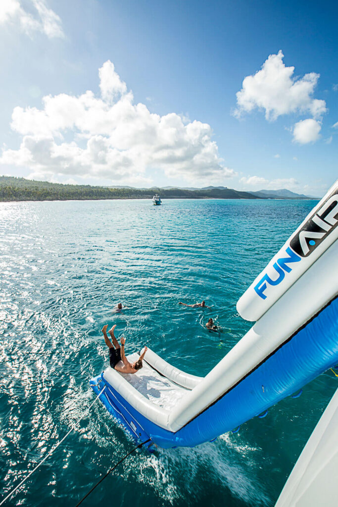 FUNAIR Splash Mat in the water beside M/Y ALANI