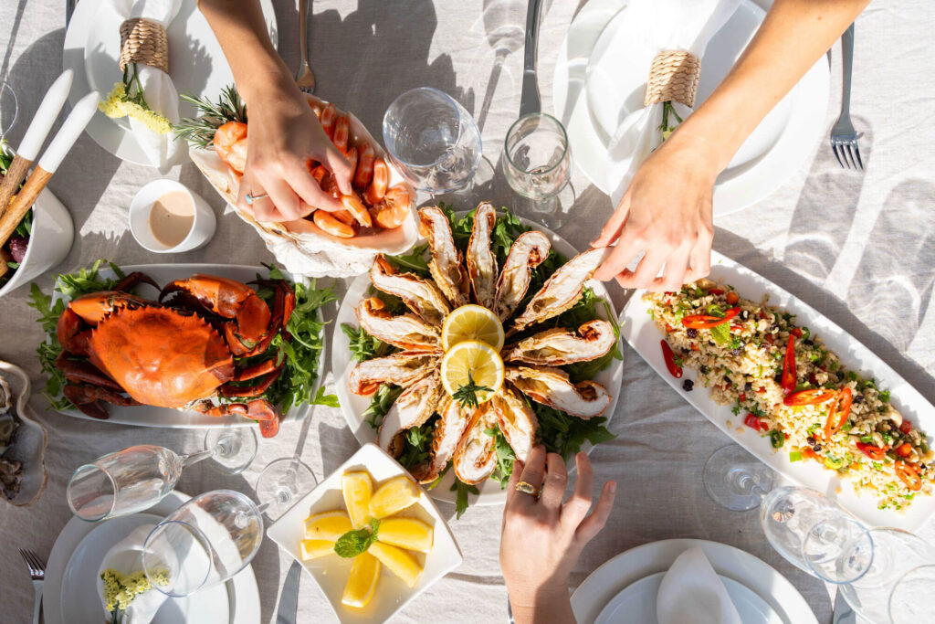 Seafood platters served aboard M/Y ALANI